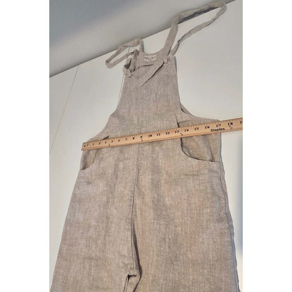 Kepola Women Tan Linen Overalls Jumpsuit Made in USA XS - Picture 8 of 9